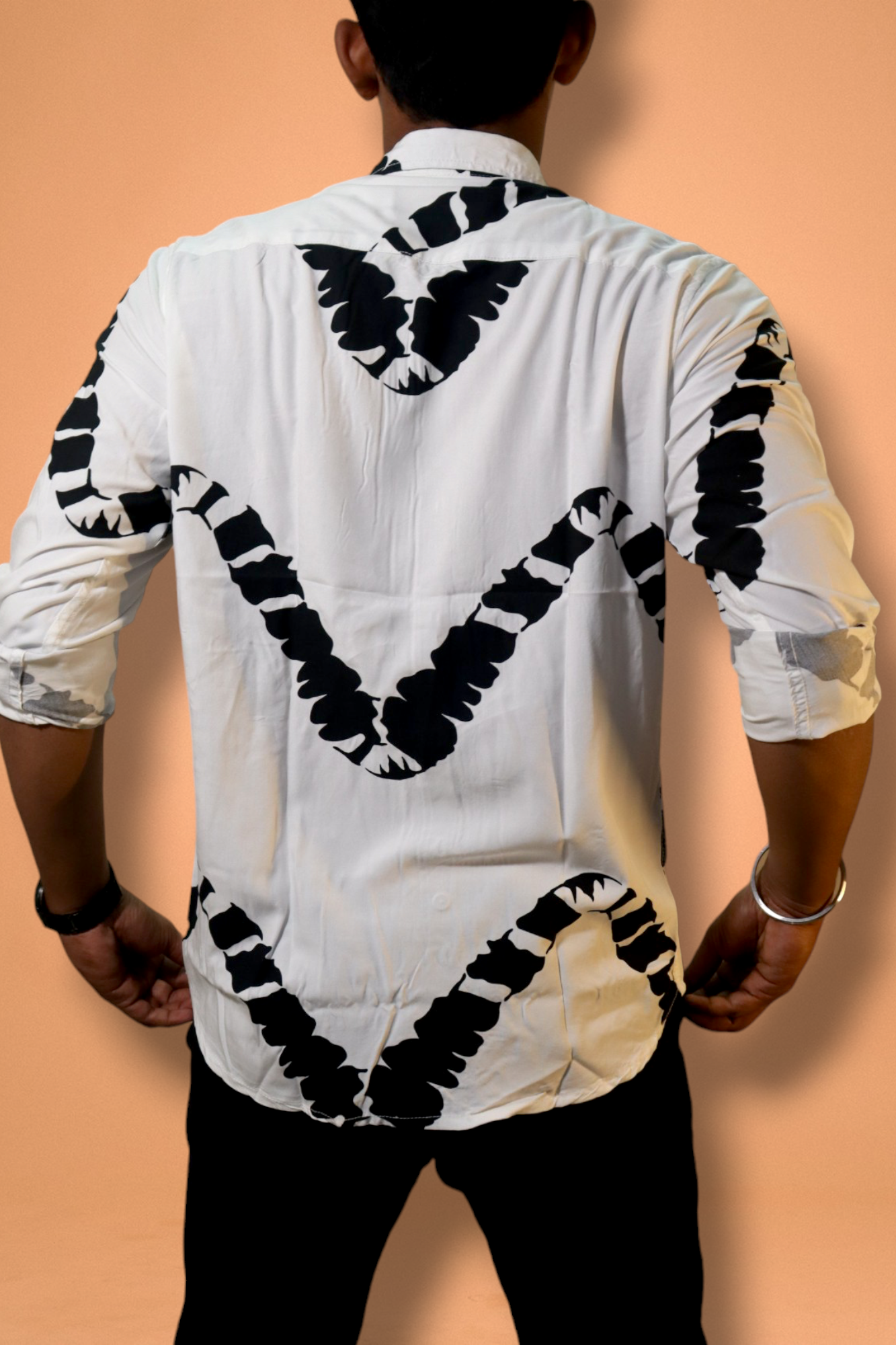 White Wave Viscose Digital Printed Shirt